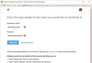 Login screen