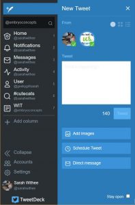 New Tweet sidebar with multiple accounts