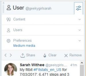 User column settings