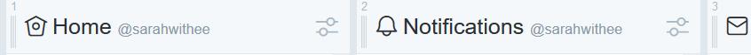 Screenshot of column names and icons